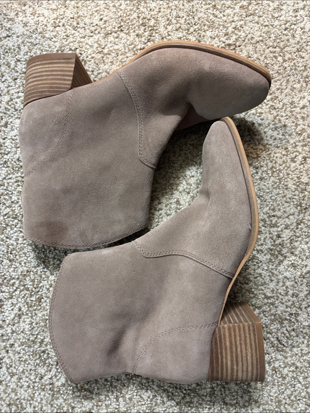 Lucky Brand Women's Taupe Suede Ankle Boots - Classic Block Heel